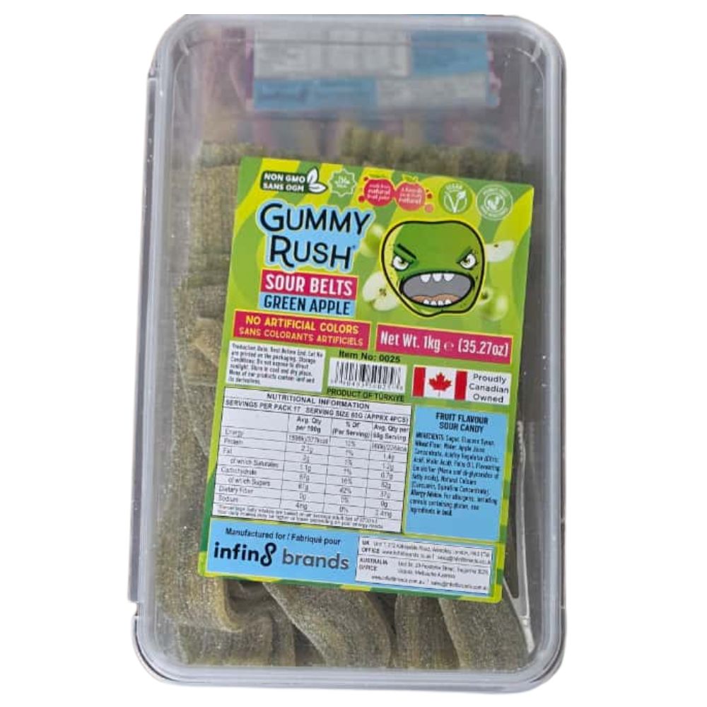 Gummy Rush Green Apple Sour Belts