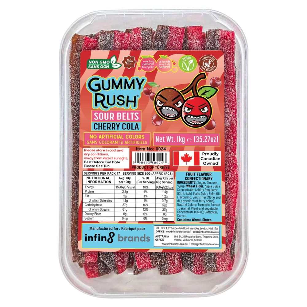 Gummy Rush Cherry Cola Sour Belts