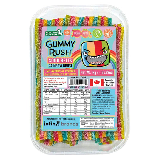 Gummy Rush Rainbow Burst Sour Belts